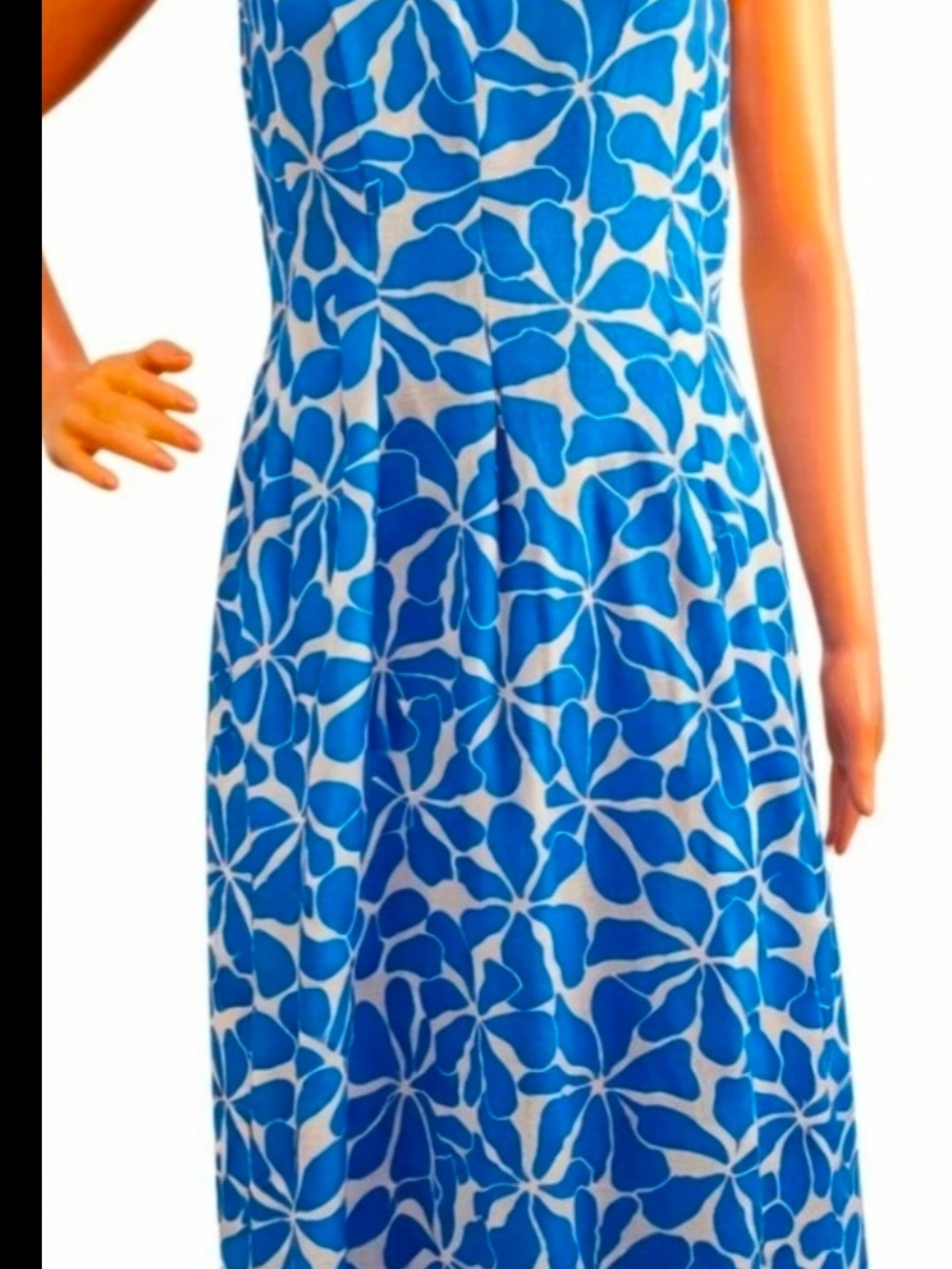 Mango Blue and White Floral Midi Dress